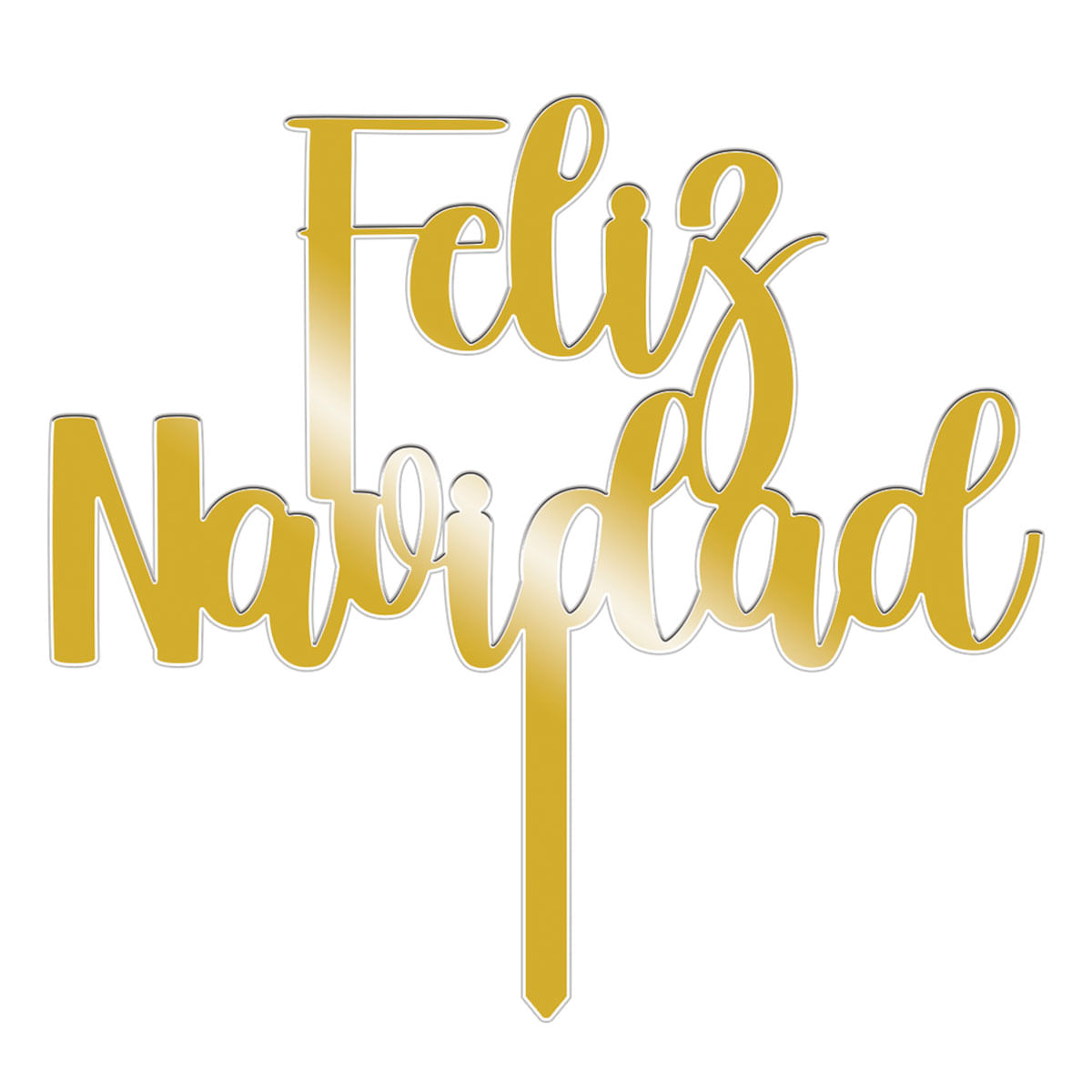 Cake Toppers Espejo Feliz Navidad Dorado Granmark
