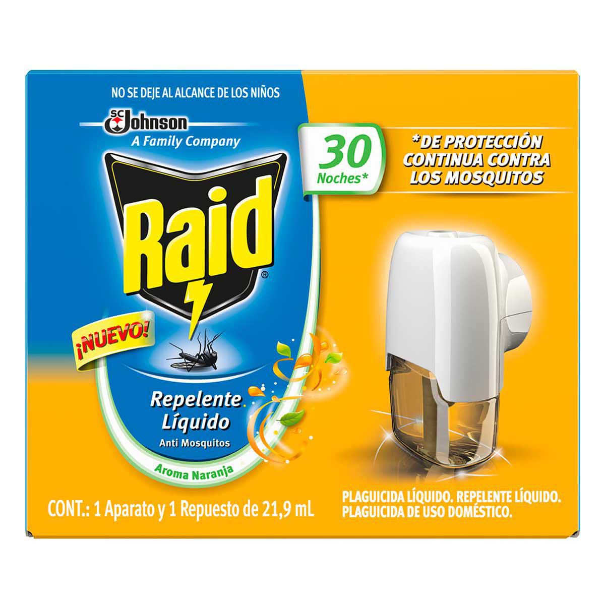 Insecticida Líquido Raid Antimosquitos Aroma Naranja Aparato y Repuesto de 21.9ml