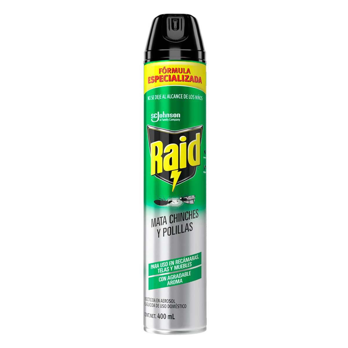 Insecticida en Aerosol Raid para Chinches y Polillas 400ml