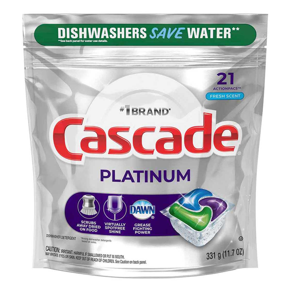 Detergente para Lavavajillas Cascade Platinum 21 Cápsulas