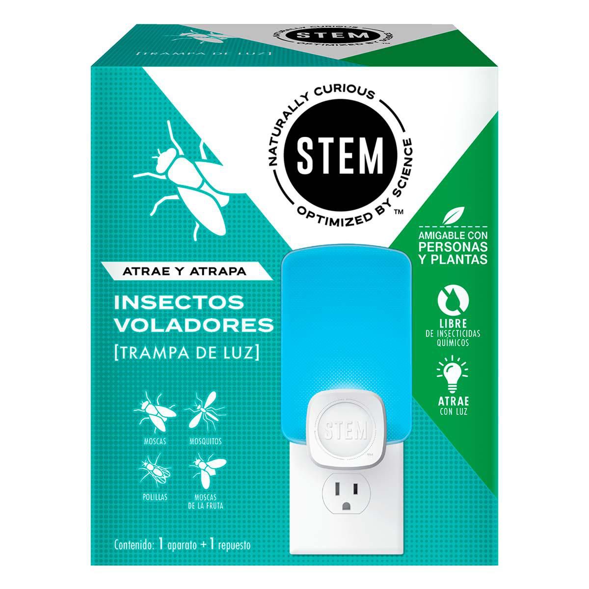 Trampa de Luz para Insectos Voladores Stem Dispositivo Enchufable y 1 Repuesto