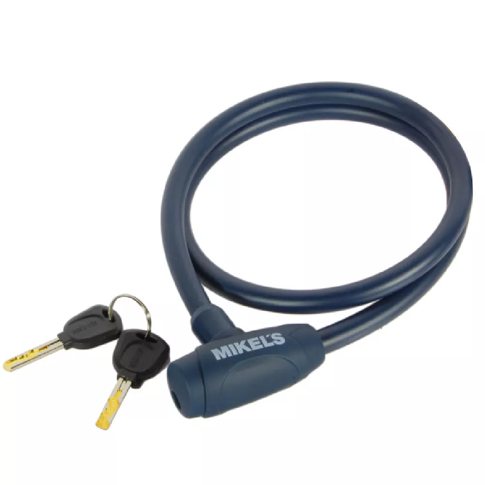 Cable candado con llaves, color azul marino (1 mt)
