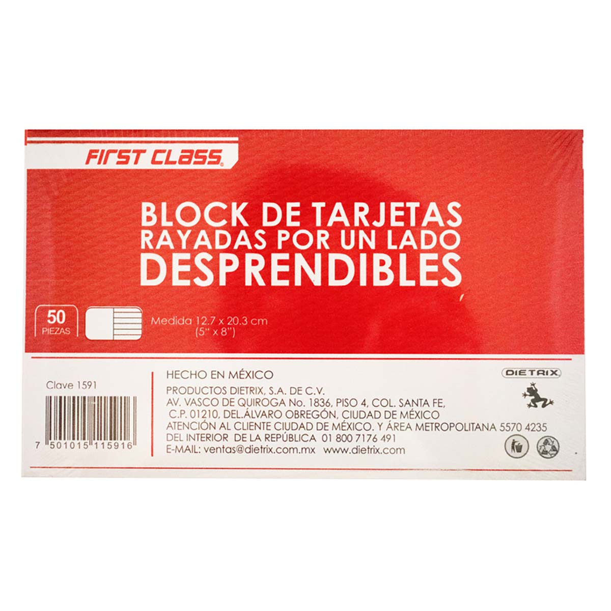 Tarjeta Rayada 5x8 In 50 Hojas 1 Pieza Dietrix