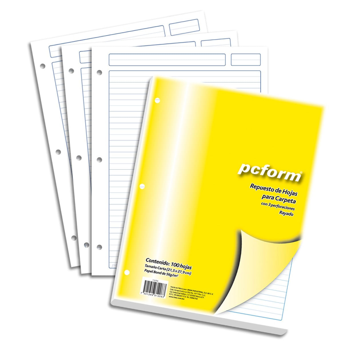 Repuesto Pcform Rayado 100 Hojas Carta.