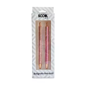 Bolígrafos Scool Retráctil Color Rosa BL2