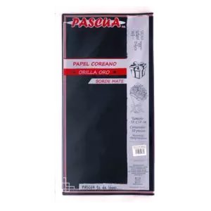 Papel Coreano Pascua Con Borde Oro Mate Color Negro PQ10
