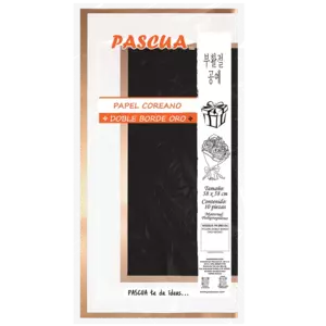Papel Coreano Pascua Color Negro C/Doble Borde Dorado PQ10