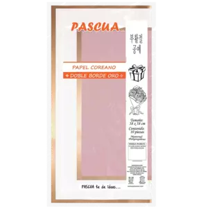 Papel Coreano Pascua Rosa Malva C/Doble Borde Dorado PQ10
