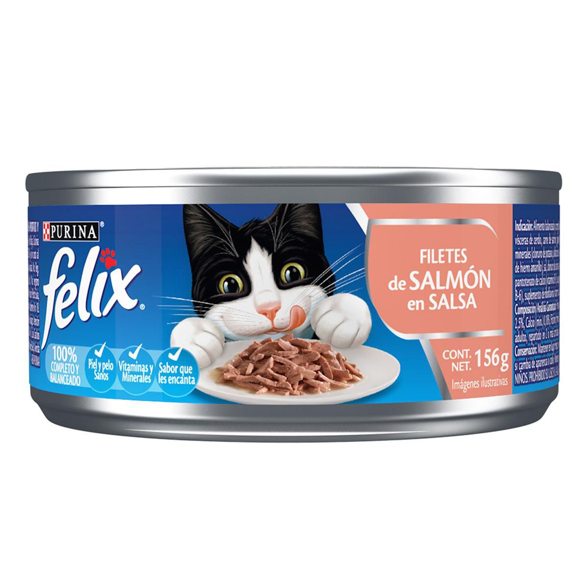 Purina Felix Filetes de Salmon para Gatos Adultos Lata de 156g